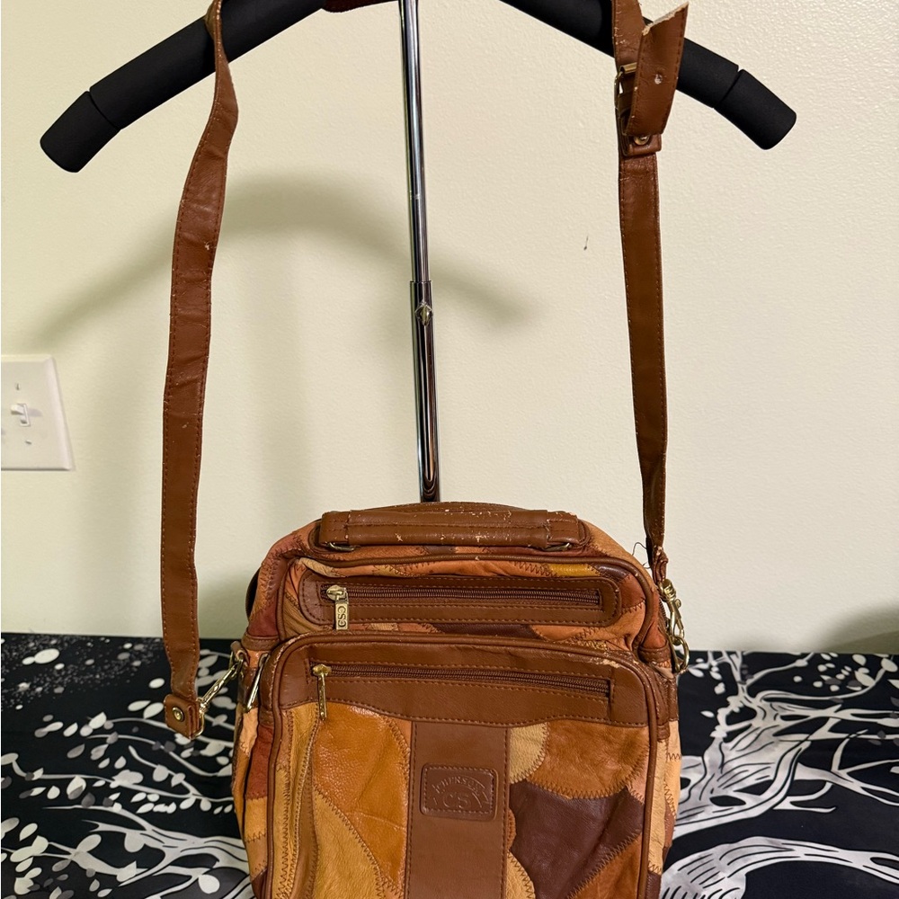 Vintage Leather Patchwork Backpack - image 2